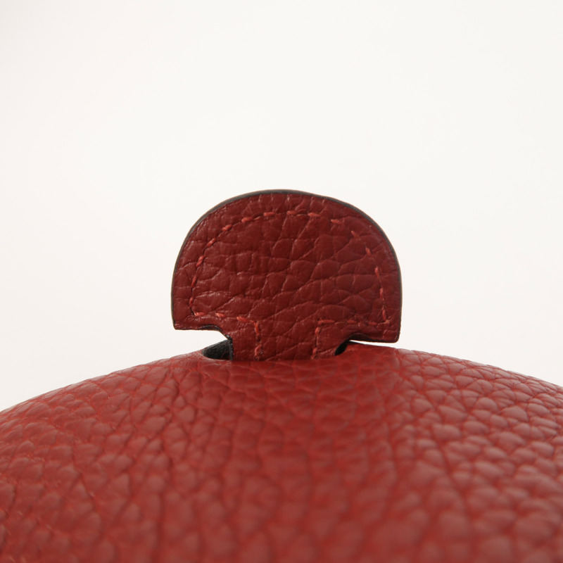 HERMES Clemence皮革Evelyne PM銀扣肩背袋Rouge H-7