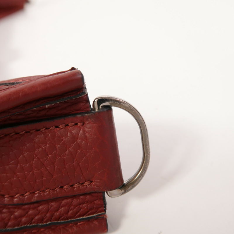 HERMES Clemence皮革Evelyne PM銀扣肩背袋Rouge H-15