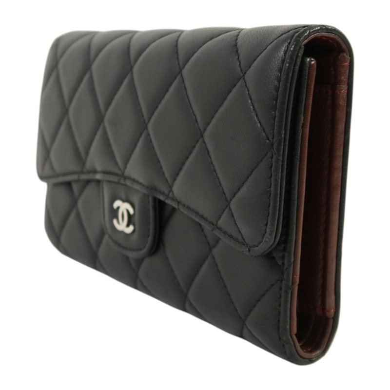 CHANEL 羊皮皮革Long Wallet銀扣長錢包-2