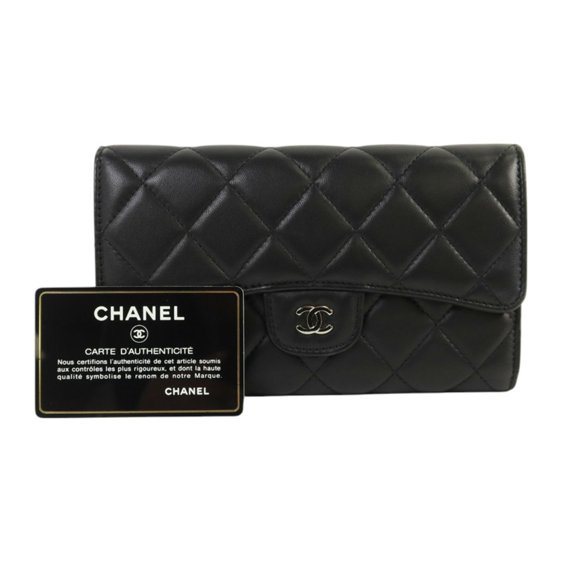 CHANEL 羊皮皮革Long Wallet銀扣長錢包-9