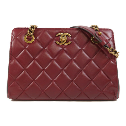 CHANEL 牛皮皮革Chain Shoulder金扣鏈帶肩背袋