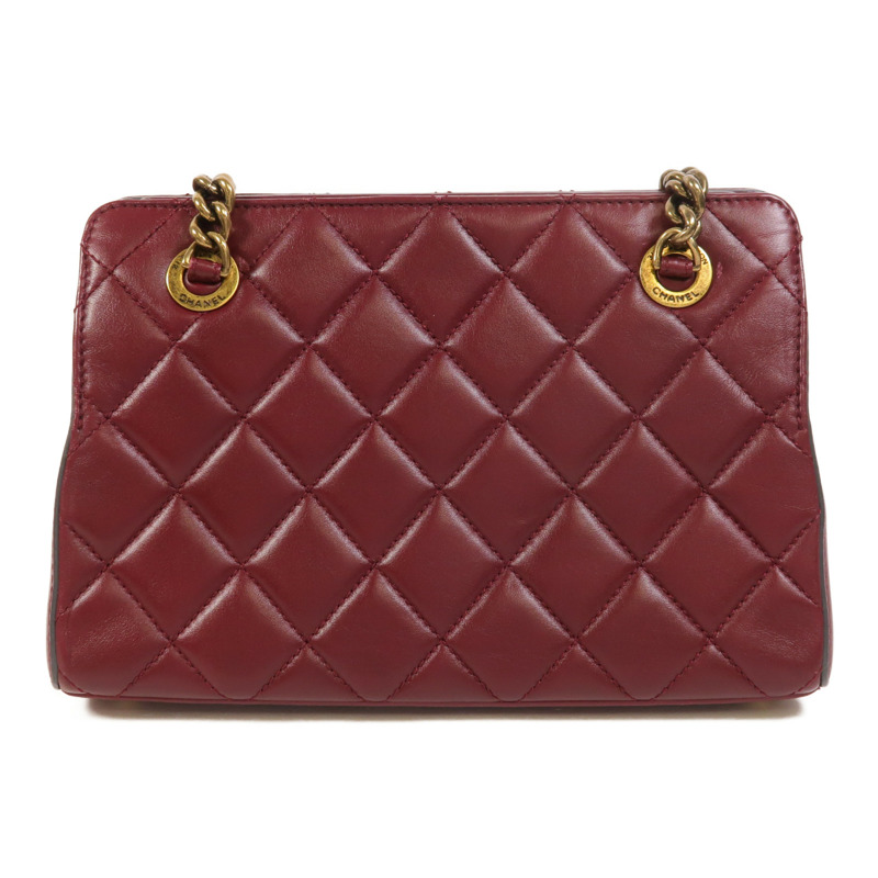 CHANEL 牛皮皮革Chain Shoulder金扣鏈帶肩背袋-1