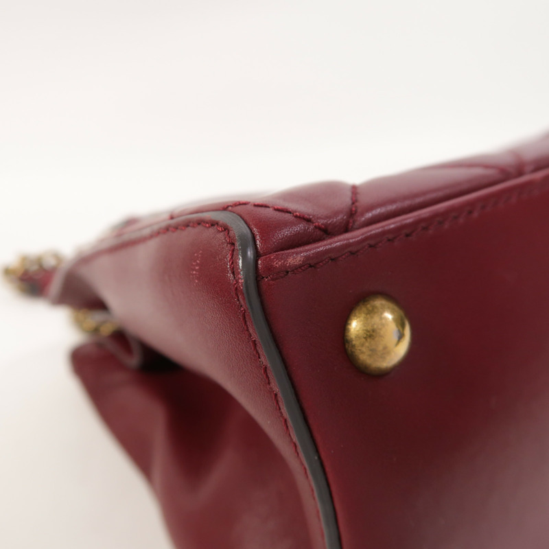 CHANEL 牛皮皮革Chain Shoulder金扣鏈帶肩背袋-12