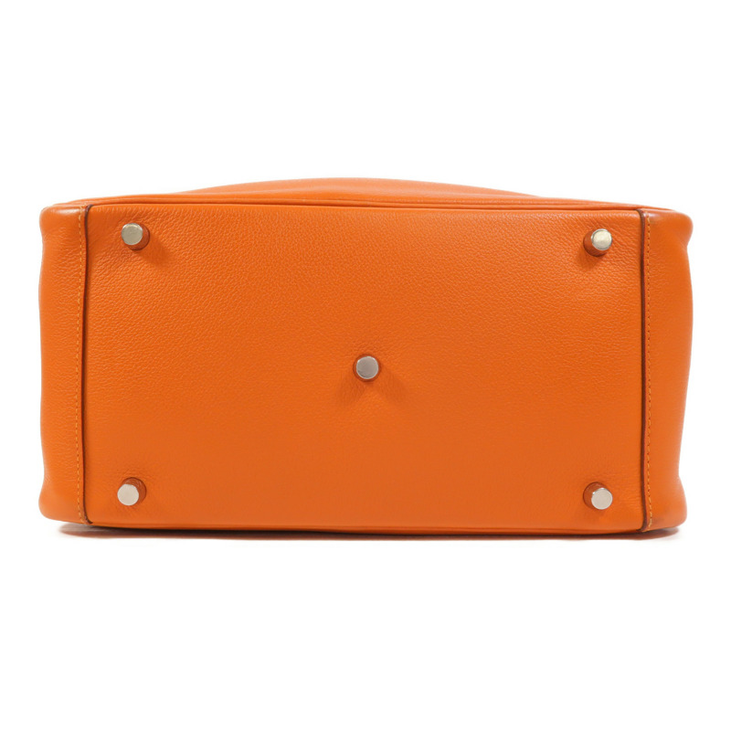 HERMES Clemence皮革Lindy 30銀扣手挽肩背兩用袋Orange-3