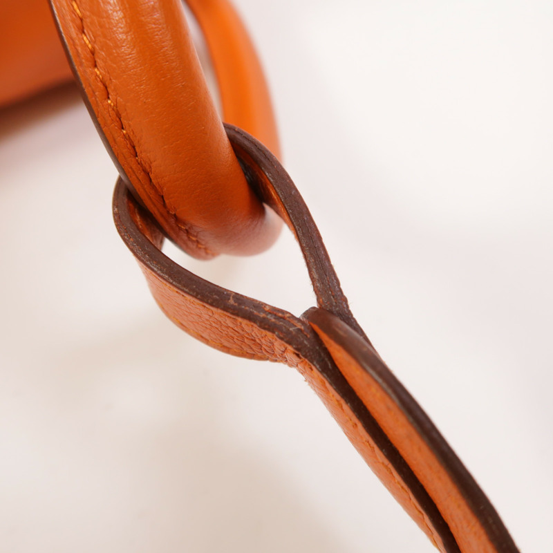 HERMES Clemence皮革Lindy 30銀扣手挽肩背兩用袋Orange-14