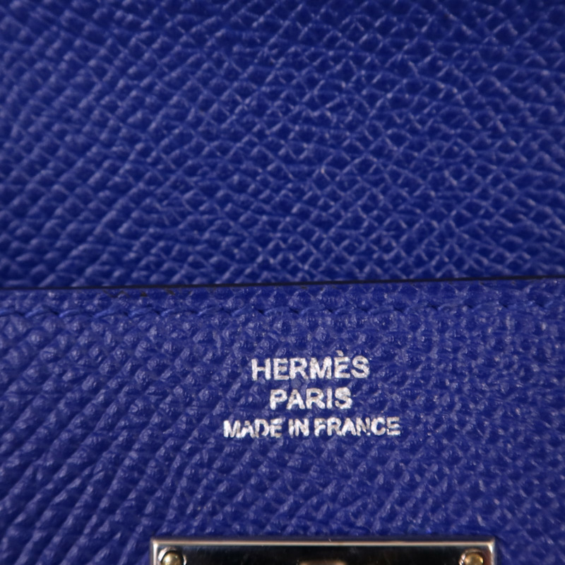 HERMES Epsom皮革Kelly Wallet銀扣長錢包Bleu Electrique-6