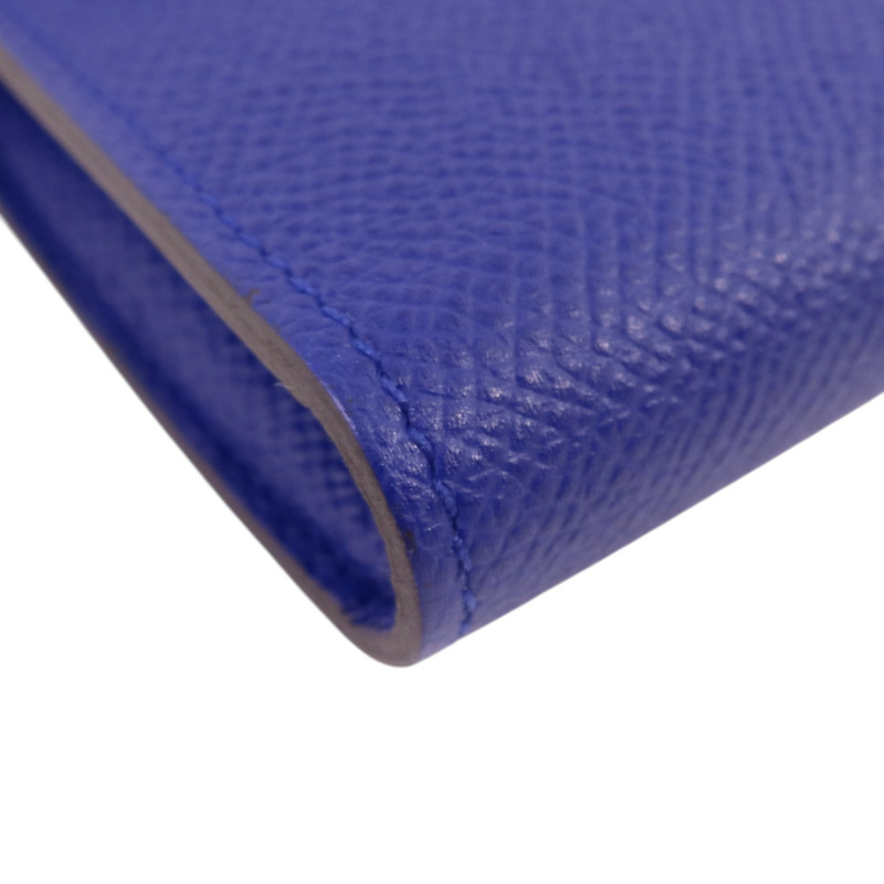 HERMES Epsom皮革Kelly Wallet銀扣長錢包Bleu Electrique-10