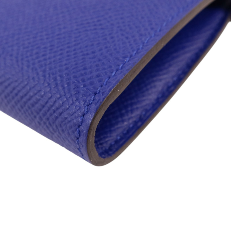 HERMES Epsom皮革Kelly Wallet銀扣長錢包Bleu Electrique-11