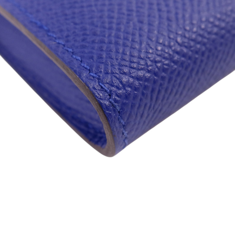 HERMES Epsom皮革Kelly Wallet銀扣長錢包Bleu Electrique-12