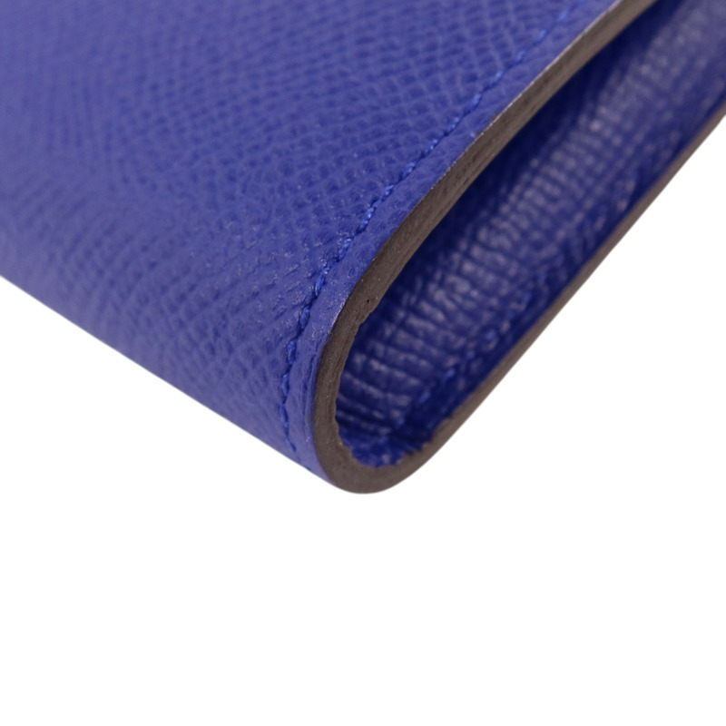 HERMES Epsom皮革Kelly Wallet銀扣長錢包Bleu Electrique-13