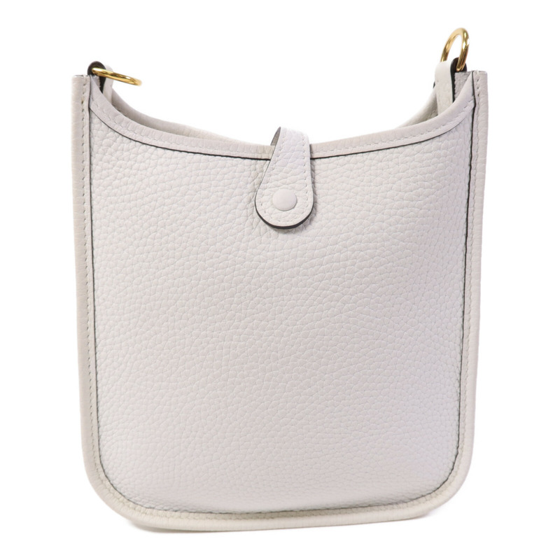 HERMES Clemence皮革Evelyne TPM金扣肩背袋New White-1