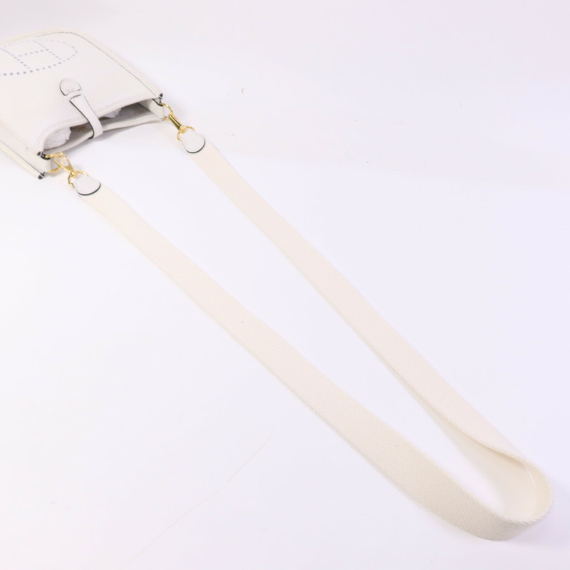 HERMES Clemence皮革Evelyne TPM金扣肩背袋New White-8