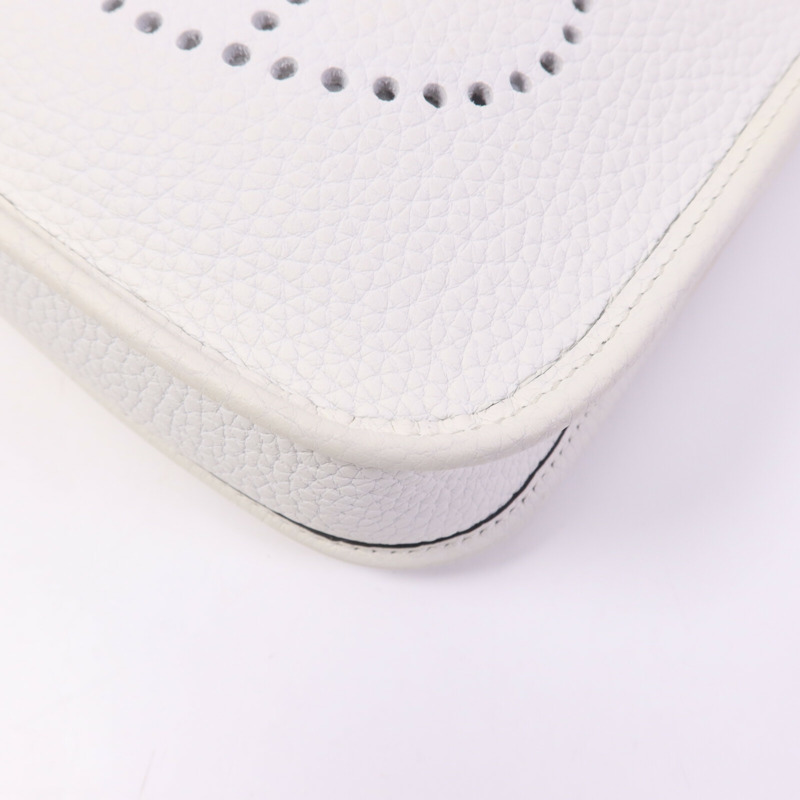 HERMES Clemence皮革Evelyne TPM金扣肩背袋New White-10