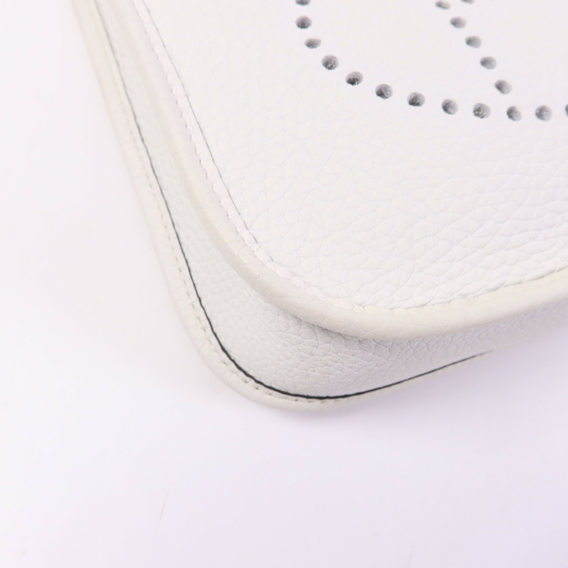 HERMES Clemence皮革Evelyne TPM金扣肩背袋New White-11