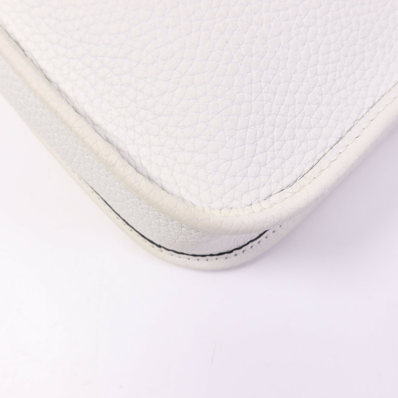 HERMES Clemence皮革Evelyne TPM金扣肩背袋New White-12