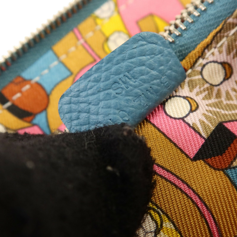 HERMES Epsom皮革Silk In Compact銀扣錢包Blue Jeans-7