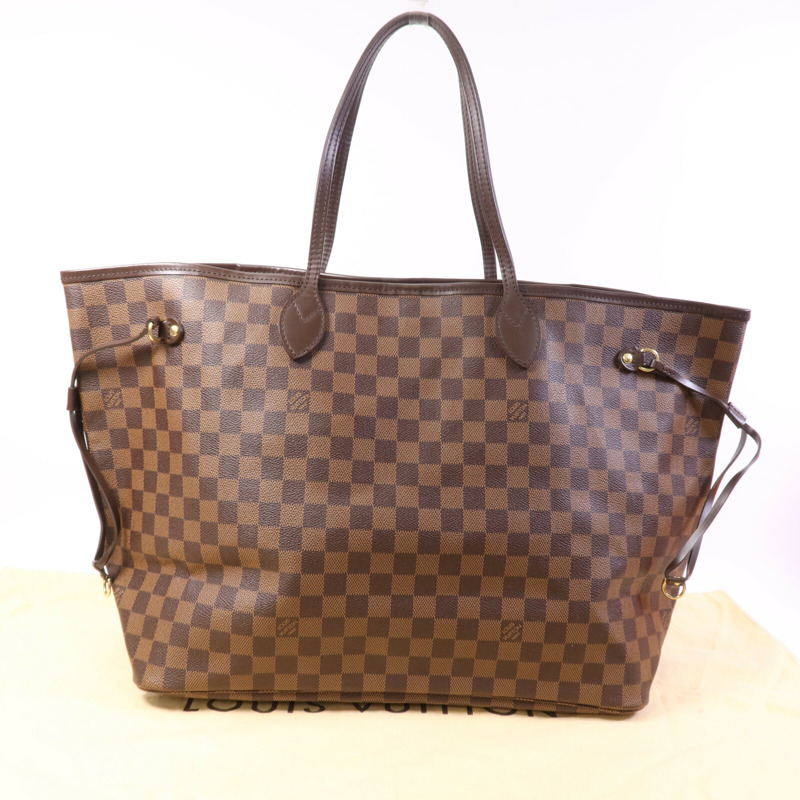 LOUIS VUITTON Damier Neverfull GM金扣肩背袋-9