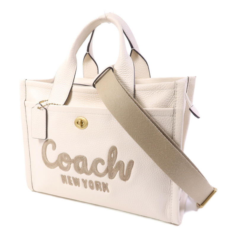COACH 牛皮皮革2 Way Shoulder Bag金扣手挽肩背兩用袋-2