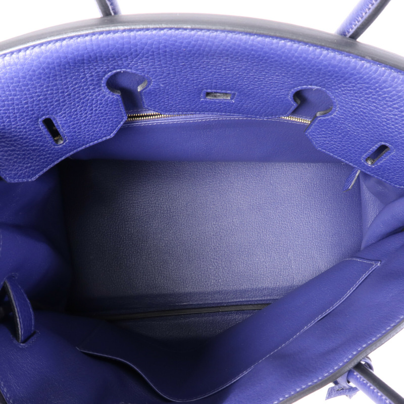 HERMES Togo皮革Birkin 35金扣手挽袋Bleu Encre-4