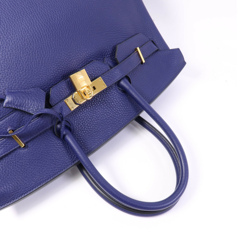 HERMES Togo皮革Birkin 35金扣手挽袋Bleu Encre-8