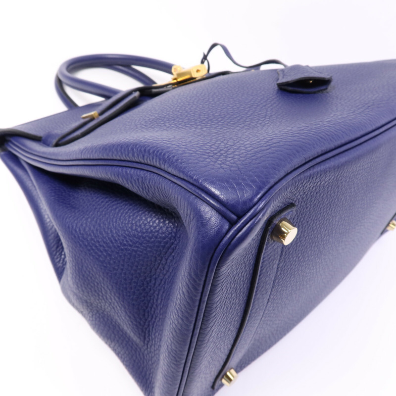 HERMES Togo皮革Birkin 35金扣手挽袋Bleu Encre-11