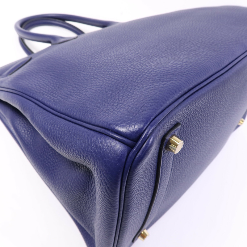 HERMES Togo皮革Birkin 35金扣手挽袋Bleu Encre-13