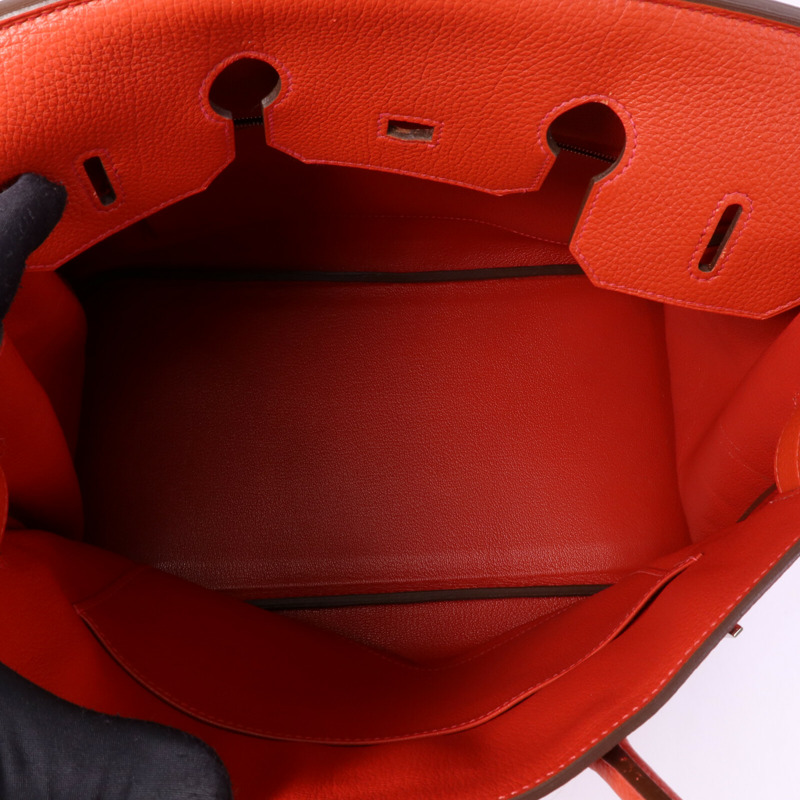 HERMES Togo皮革Birkin 35銀扣手挽袋Rouge De Coeur-4