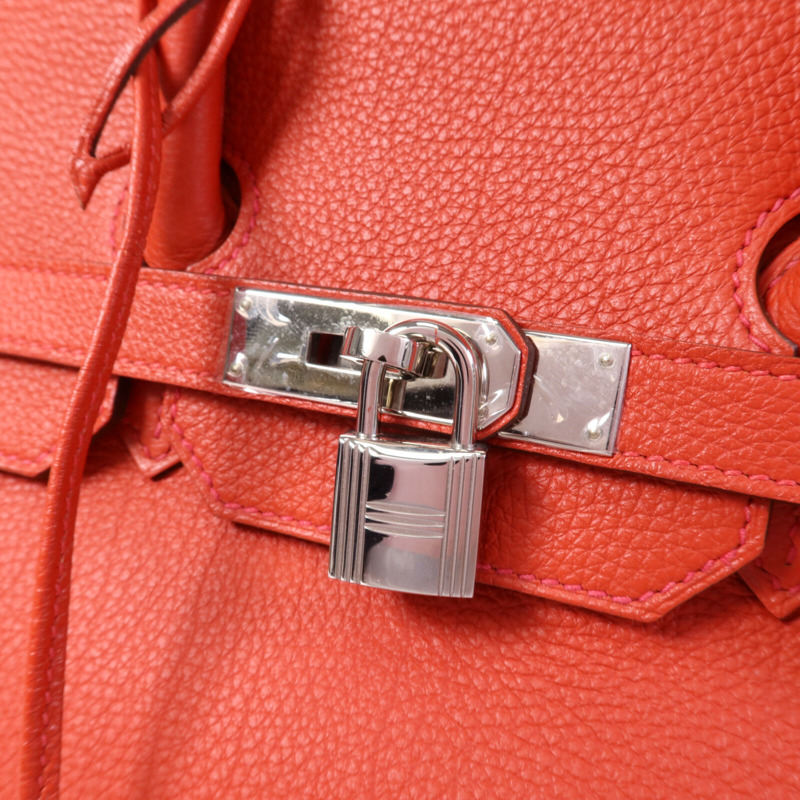 HERMES Togo皮革Birkin 35銀扣手挽袋Rouge De Coeur-6