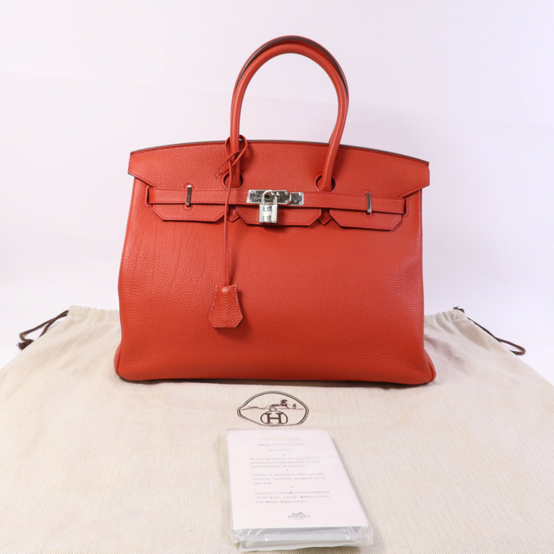 HERMES Togo皮革Birkin 35銀扣手挽袋Rouge De Coeur-9