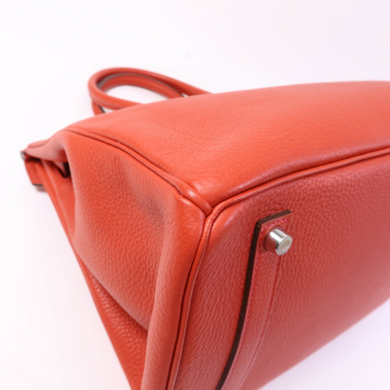 HERMES Togo皮革Birkin 35銀扣手挽袋Rouge De Coeur-13