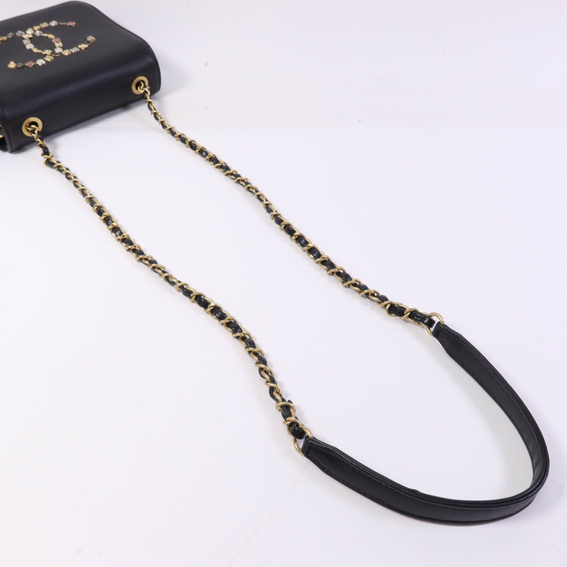 CHANEL 羊皮皮革Chain Shoulder Bag金扣鏈帶肩背袋-7