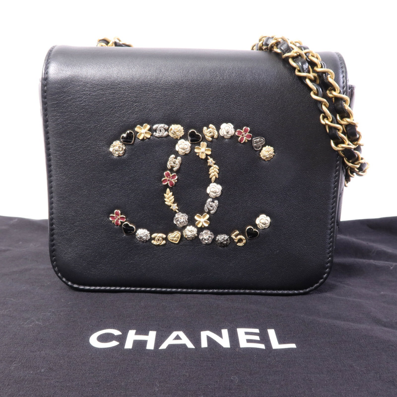 CHANEL 羊皮皮革Chain Shoulder Bag金扣鏈帶肩背袋-8
