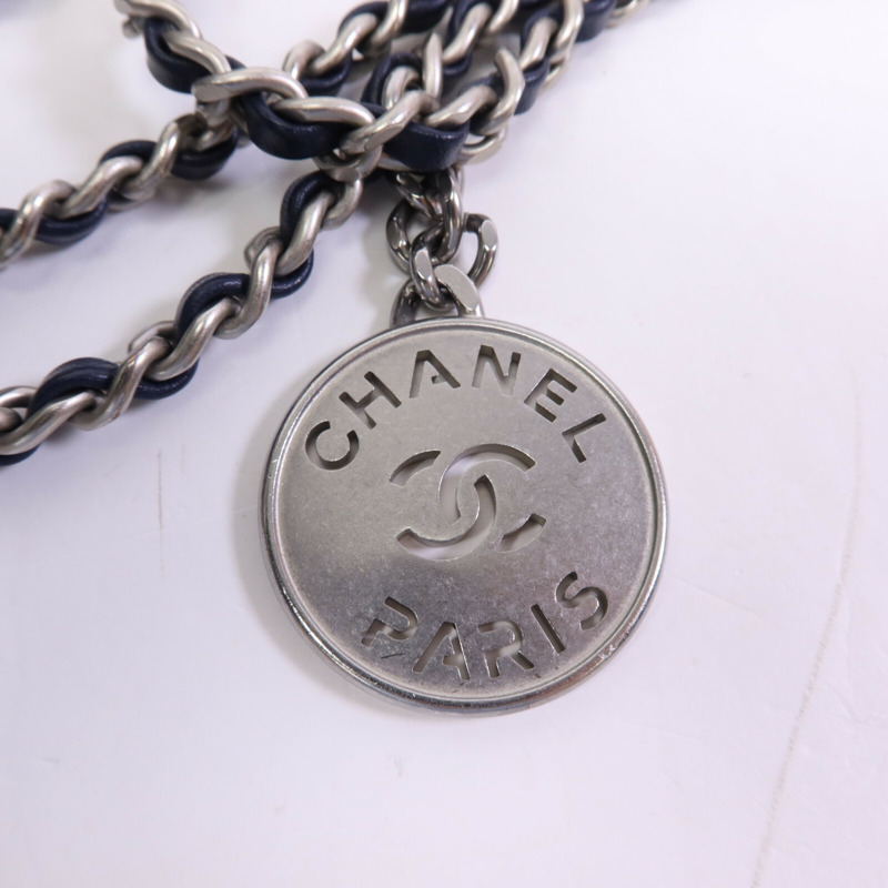 CHANEL 牛仔布Mini 22銀扣鏈帶手挽肩背兩用袋-6