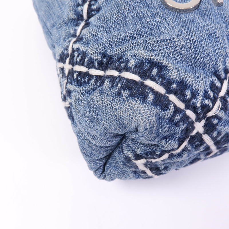 CHANEL 牛仔布Mini 22銀扣鏈帶手挽肩背兩用袋-11