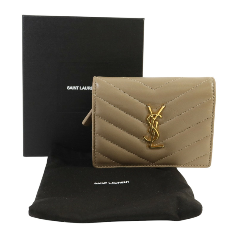SAINT LAURENT 羊皮皮革Wallet金扣錢包-9