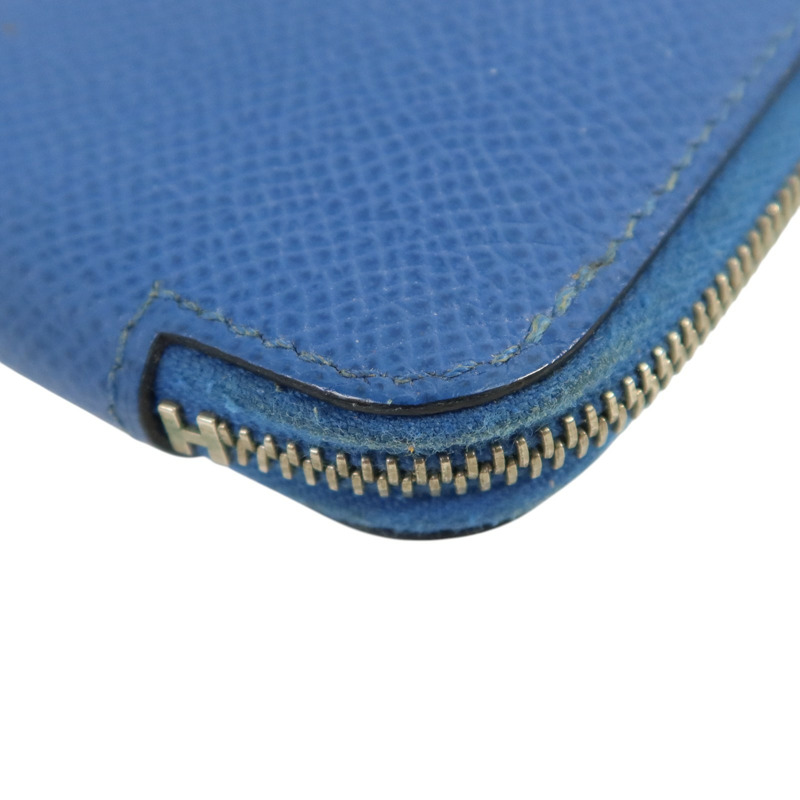 HERMES Epsom皮革Silk In Coin Purse銀扣零錢包Bleu Electrique-10