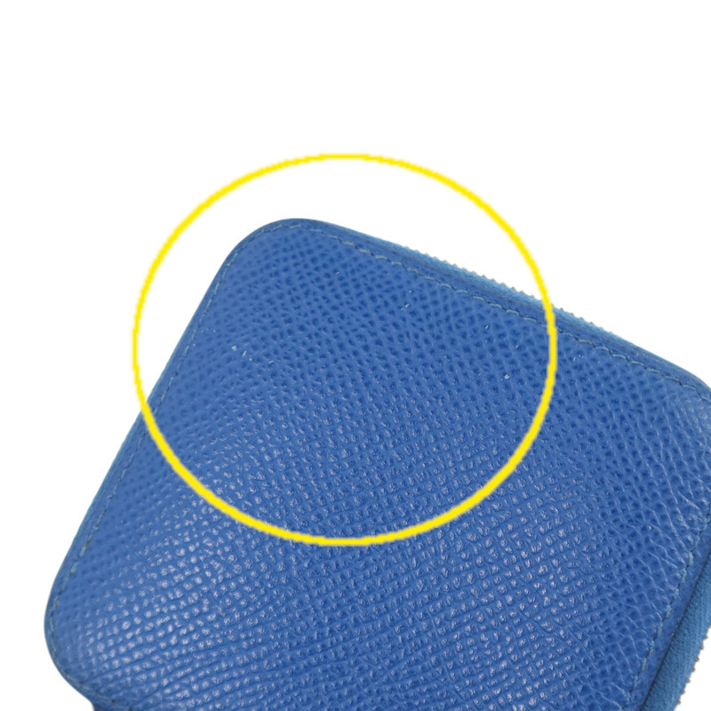 HERMES Epsom皮革Silk In Coin Purse銀扣零錢包Bleu Electrique-14