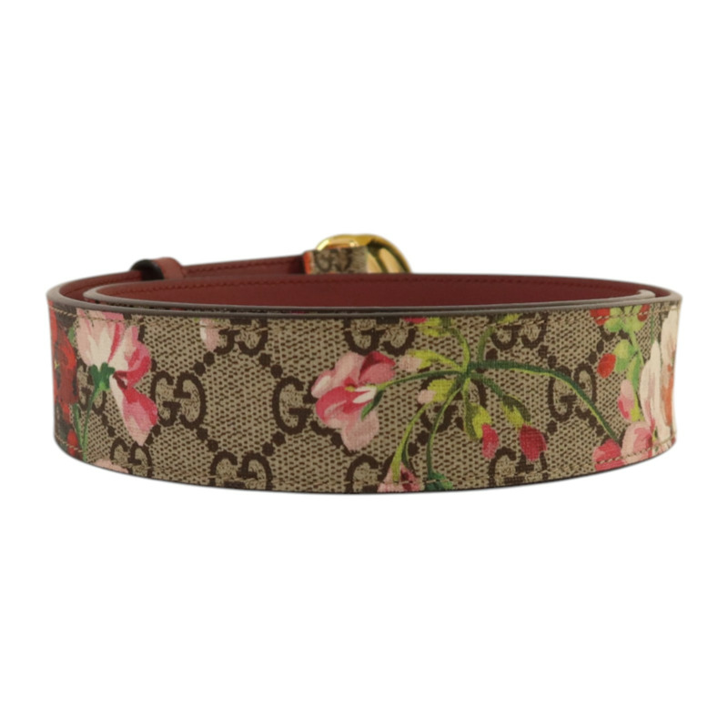 GUCCI 塗層帆布/皮革Belt 75cm金扣皮帶-1