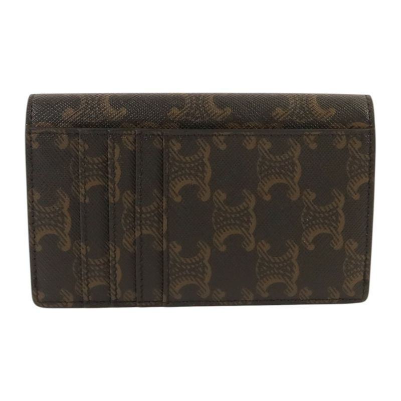 CELINE Triomphe帆布Flap Long Card Holder金扣卡片套-1