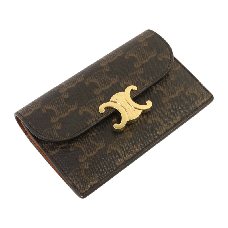 CELINE Triomphe帆布Flap Long Card Holder金扣卡片套-3