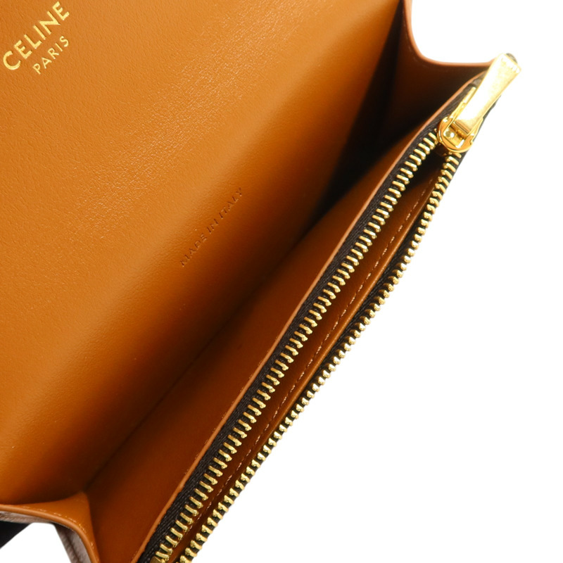 CELINE Triomphe帆布Flap Long Card Holder金扣卡片套-5