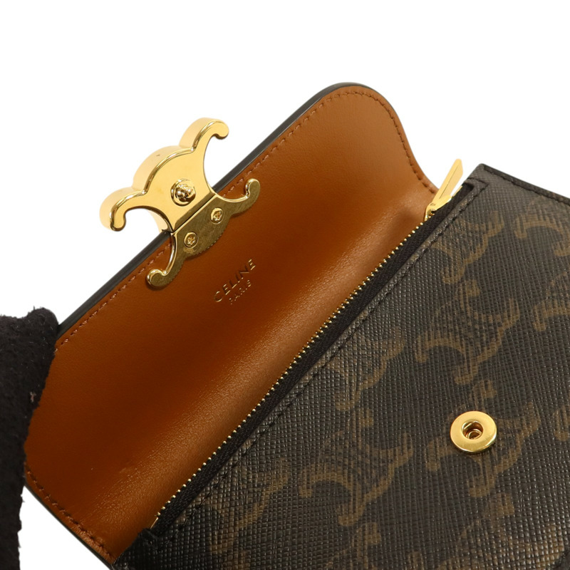 CELINE Triomphe帆布Flap Long Card Holder金扣卡片套-8