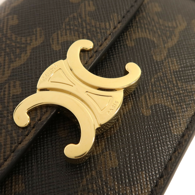 CELINE Triomphe帆布Flap Long Card Holder金扣卡片套-14