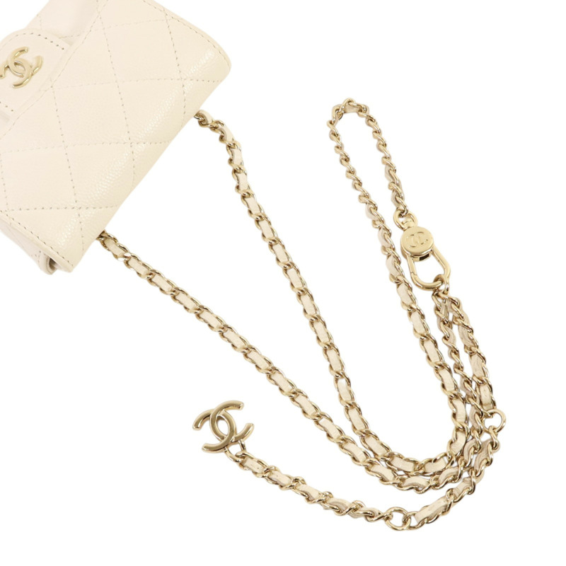 CHANEL 牛皮皮革Mini Bag With Chain金扣鏈帶肩背袋-7