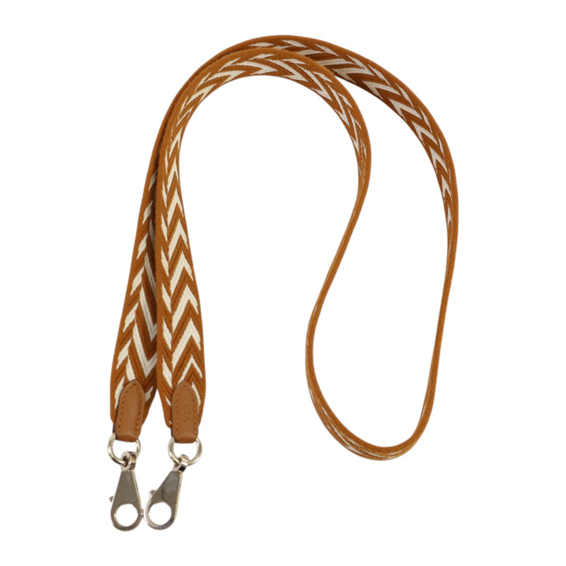 HERMES 帆布/Swift皮革Sangle Zigzag 25mm Strap金扣肩帶Gold/Blanc-7