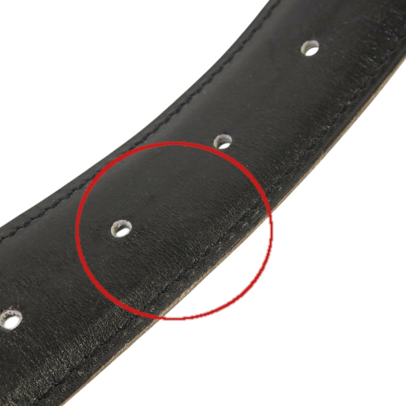 HERMES Clemence皮革Compact Belt 110cm銀扣皮帶Blue Jeans/Noir-7