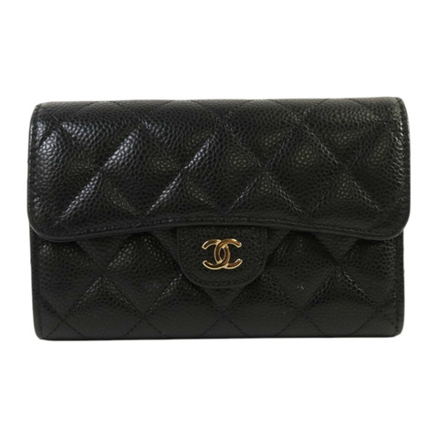 CHANEL 牛皮皮革Classic Medium Flap Wallet金扣錢包