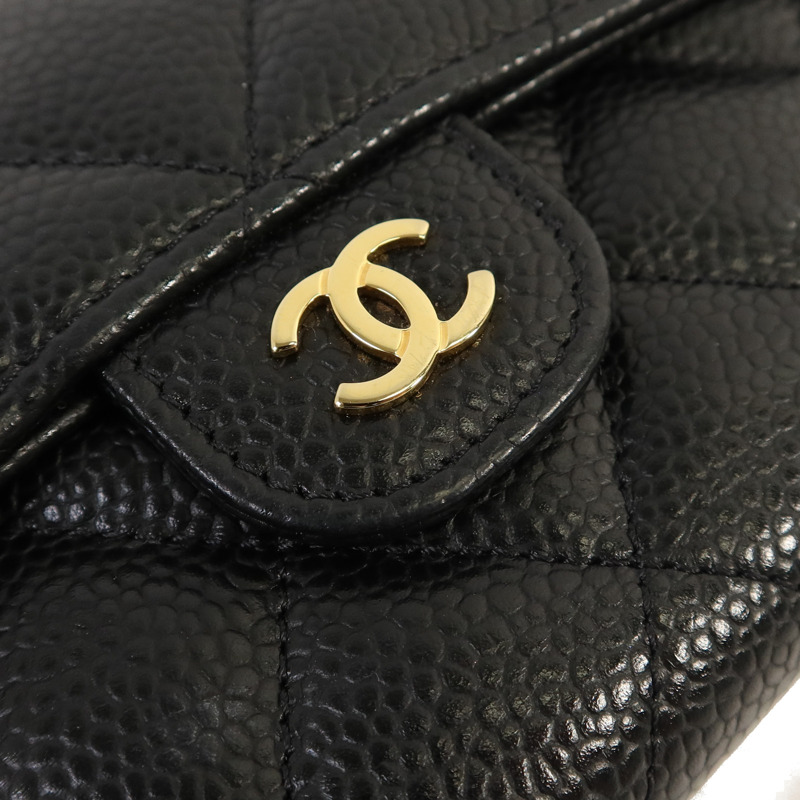 CHANEL 牛皮皮革Classic Medium Flap Wallet金扣錢包-18