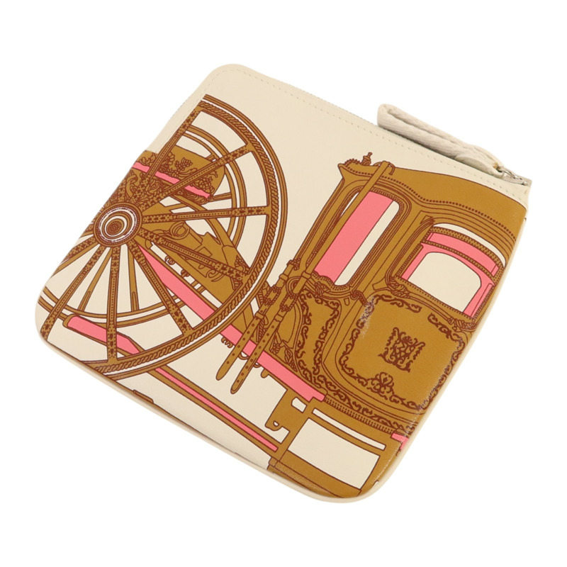 HERMES Swift皮革Carre Pocket Pouch銀扣手拿包-4