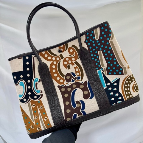 愛馬仕 HERMES Garden Party PM 電光色托特包 Ash Plume × Negonda 皮革 W刻印